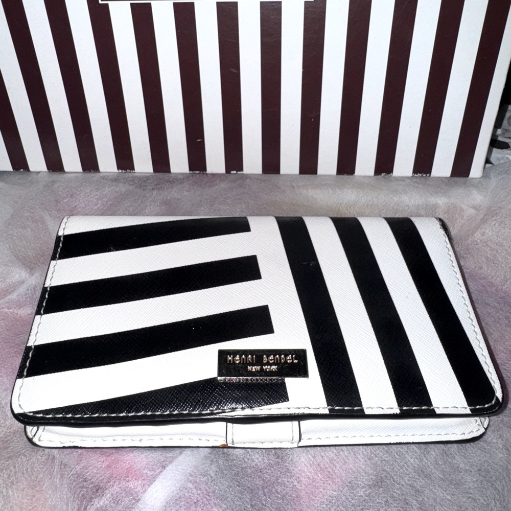 Henri Bendel Monochrome Striped Clutch